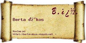 Berta Ákos névjegykártya