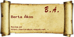 Berta Ákos névjegykártya
